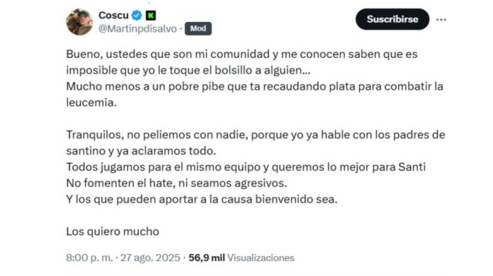 Coscu se defendió tras una fuerte denuncia pública