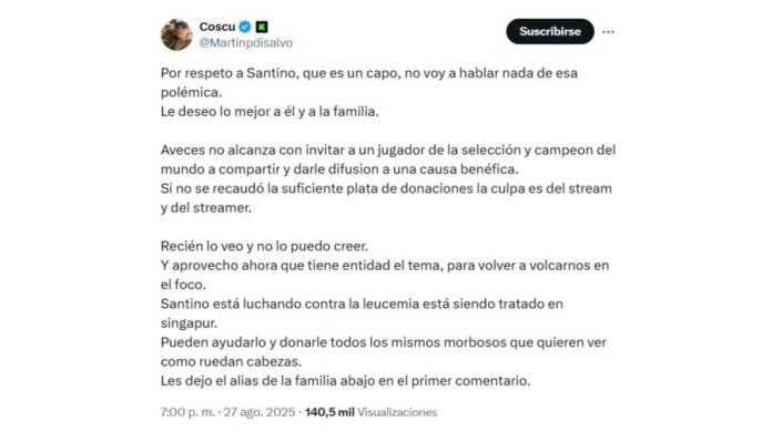 Coscu se defendió tras una fuerte denuncia pública