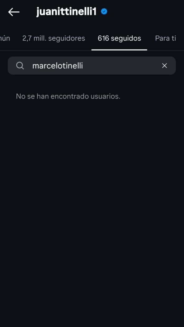 Juanita Tinelli dejó de seguir a su padre Marcelo